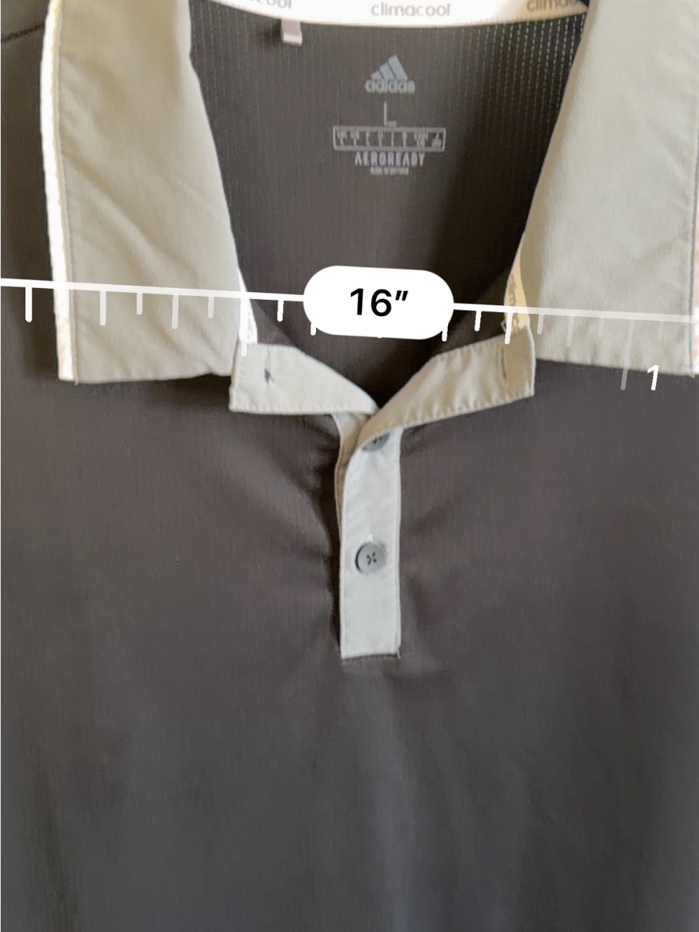 adidas Black Polo with Gray Collar and Trim - Picture 6 of 7